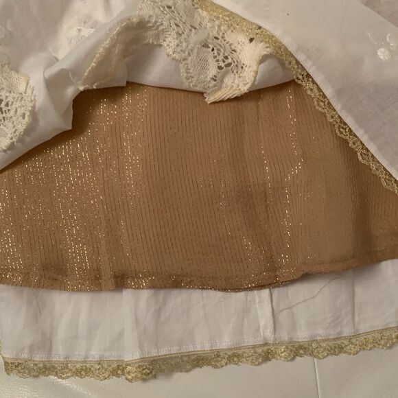 Spense Embroidered Floral Print Off White Gold Lightweight Dress Size 4 - Picture 9 of 11
